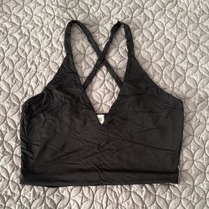 Princess Polly Black Cross-Back Cropped Tank Top